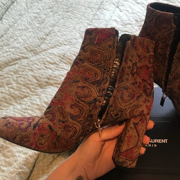 Saint Laurent tapestry booties - Picture 3 of 6